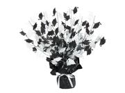 Club Pack of 12 Black and White Foil Spray Graduate Cap Gleam 'N Burst Centerpieces 15"