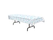 Winter Holiday Party Snowflake 54 x 108" Plastic Tablecover, White Light Blue