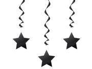 Hanging Swirls Graduation Decorations with Black Star Cutouts 3 Pack