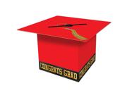 Pack of 6 Red Graduation Cap "Congrats Grad" Party Gift Card Boxes 8.5"