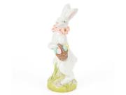 Pack of 3 White Bunny Rabbit with Basket of Easter Eggs Table Decorations 12.5"