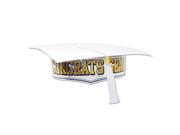 Club Pack of 12 White and Gold Adjustable Paper Graduation Cap