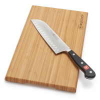 Wusthof Classic Hollow-Edge Santoku with Cutting Board
