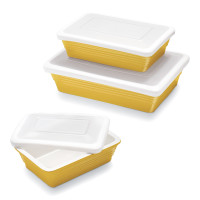 Yellow Oven-to-Table Bakers with Lids