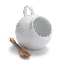 Porcelain Salt Cellar with Wooden Spoon