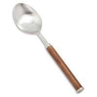 Wood and Silver Tone Serving Spoon