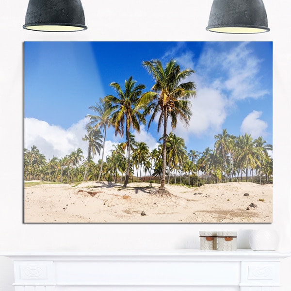 Anakena Beach in Easter Island - Seashore Glossy Metal Wall Art