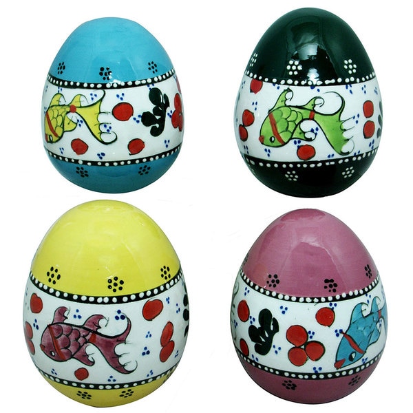 Handmade Set of Four Ceramic Decorative Eggs (Turkey)